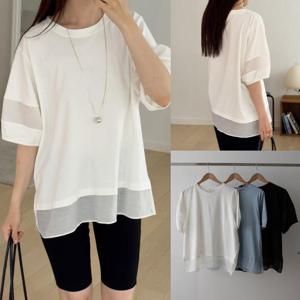 [강물처럼]위쉬몰 SM 시스루밑단트임티셔츠(V031H507) 빅사이즈