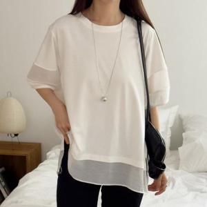 [강물처럼]아이우먼 무드사각시스루티셔츠 SMV031M507 빅사이즈