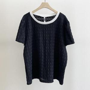 [강물처럼]아이우먼 루즈퍼프배색블라우스 GOS294M508 빅사이즈