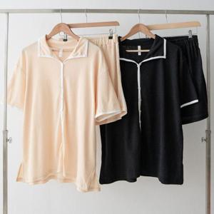 [강물처럼]빅사이즈배색투피스 V050L508 미니미카라상하의세트 G