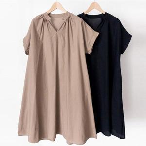 [강물처럼]빅사이즈반팔원피스 U782L508 가오리뒷셔링하객원피스