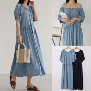 [강물처럼]위쉬몰 WB 밴딩넥오프숄더원피스(V052H508) 빅사이즈