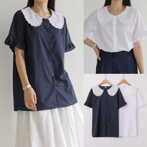 [강물처럼]위쉬몰 WB 동글펀칭카라블라우스(V053H508) 빅사이즈