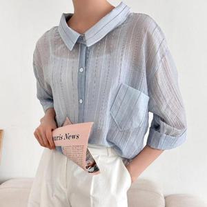 [강물처럼]아이우먼 스몰카라단가라셔츠 BSV056M508 빅사이즈 (4