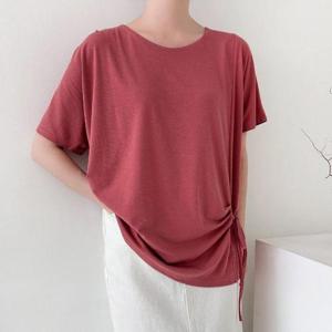 [강물처럼]아이우먼 노카라셔링리본티셔츠 BSV059M508 빅사이즈