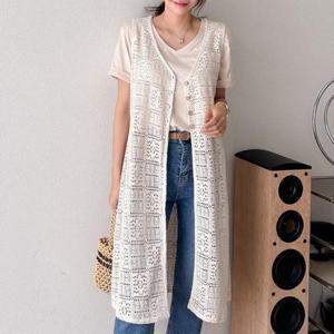 [강물처럼]아이우먼 크로셰펀칭시스루조끼 BNU603M507 빅사이즈