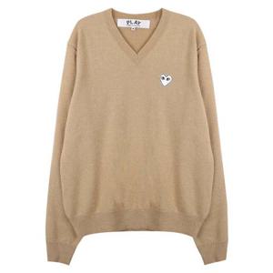 라프리마 꼼데가르송플레이 화이트 하트 브이넥 니트 AX-N064-051-2