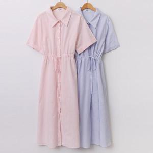 [강물처럼]빅사이즈셔츠원피스 V092L508 시원썸머반팔카라원피스