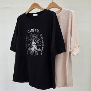 [강물처럼]빅사이즈로고티 U447L508 꿀벌프린팅라운드티셔츠 RI