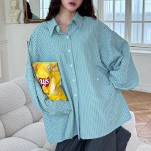 [강물처럼]아이우먼 세로줄지허리버튼남방 LTV149M508 빅사이즈