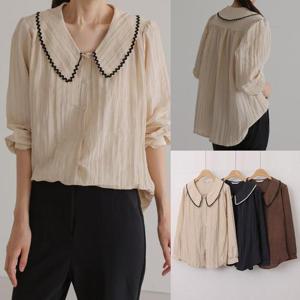 [강물처럼]위쉬몰 LY 지그재그카라블라우스(V100H508) 빅사이즈