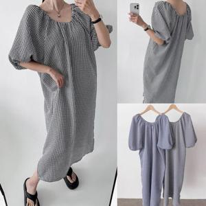 [강물처럼]위쉬몰 GL 깅엄체크오프숄더원피스(V106H508) 빅사이