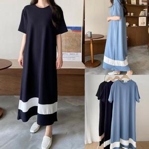 [강물처럼]위쉬몰 YB 배색밑라인반팔원피스(V109H508) 빅사이즈