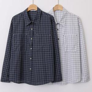 [강물처럼]빅사이즈가을셔츠 V101L508 날개핀턱체크카라남방 LY