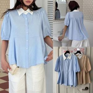 [강물처럼]위쉬몰 LT 화이트카라플레어남방(V085H508) 빅사이즈