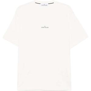 25SS 스톤 아일랜드 로고 아이보리 반팔 티셔츠 S1521002RC S0153 V0093