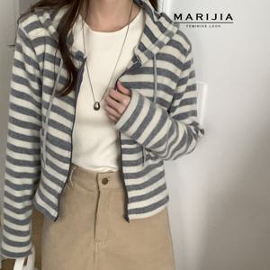 [마리지아]스트라이프 후드 지퍼 가디건_MCAB31042