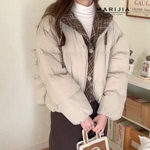 [마리지아]윈터 체크 레이어드 숏 패딩_MPDB31039