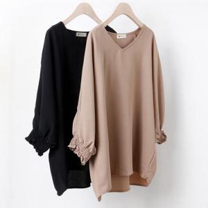 [강물처럼]빅사이즈브이넥블라우스 3053L507 벌룬소매블라우스 N