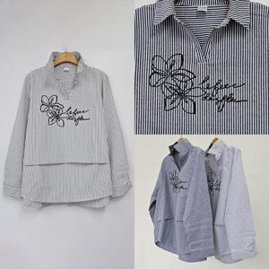 [강물처럼]위쉬몰 MN 감성꽃줄지반오픈남방(S665H508) 빅사이즈