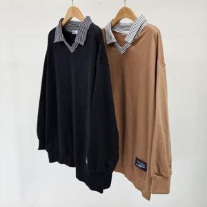 [강물처럼]빅사이즈티 S715L508 블론드오픈카라맨투맨 RI (41005