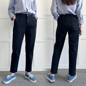 [강물처럼]빅사이즈바지 P872L508 백밴드워싱블랙배기팬츠 LO (4