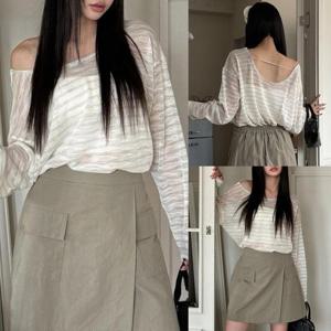 [강물처럼]위쉬몰 LT 백라인비침단가라니트(U914H507) 빅사이즈