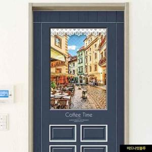 [데코] 커피타임 현관문시트지 미드나잇블루 팬시스티커 시트