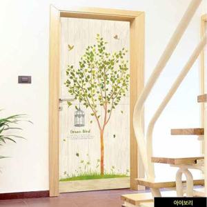 [데코] 로맨스그린버드 현관문시트지 아이보리 팬시스티커 시