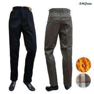 [에스엠진]SMJ323k 원턱 기모 면바지 중년 남성 겨울바지 스판