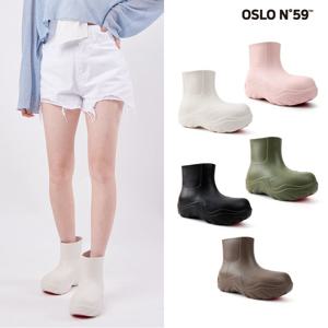 오슬로 N59 어글리 레인부츠 키높이 여성장화 숏 첼시 방수