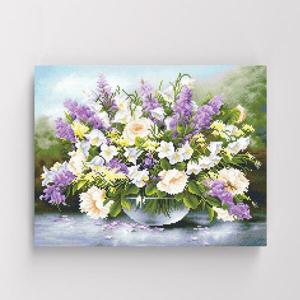 [아트박스 POOM]아트박스/아이러브페인팅 DIY캔버스형 보석십자수 40x50cm 라벤더화병