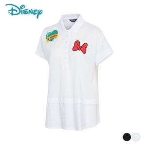[디즈니골프]여성 중기장 리본 포인트 반팔 카라 티셔츠 DK2LTS041