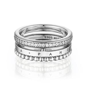 판도라 반지 192312C01 시그니처 로고 파베 비디드