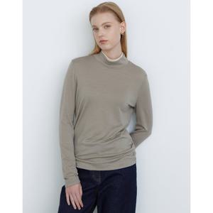 닥스 여성 24FW 클리어런스울100% 세피아 레이어드 니트 배색 긴소매 하프넥 티셔츠 DLTS4D805S2