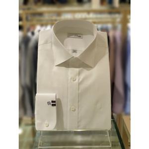 [듀퐁] 슬림핏 남성 긴팔 SE4FM21LS308SWH 120수 고급스러운 면 트윌소재 소매 삼색D로고 포인트 남자셔츠