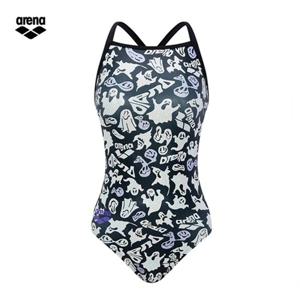 아레나 여성 고스트빌리지 A5SL1LO03 BLK (주머니백 증정)  일반 원피스 싱글크로스 스트랩백 실내수영복