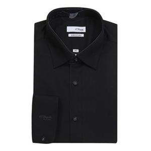 [에스티듀퐁(셔츠)]블랙 스트레치 솔리드 슬림핏 긴소매 셔츠 SE5SM22LS756SBK