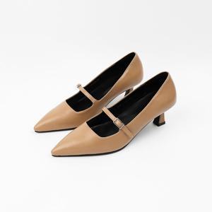 [신난다슈] 여성 구두 펌프스 힐 5cm 스틸레토 메리제인 발편한 미들힐 NF252460P 베이지