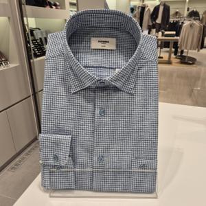 [레노마] 다림질이 필요없는 서커 미니체크 일반핏긴팔셔츠RPSSG1039블루