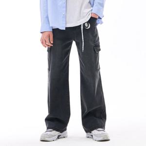 [오션스카이] 공용 블랙 와이드 카고 데님팬츠-EAJG2354B03