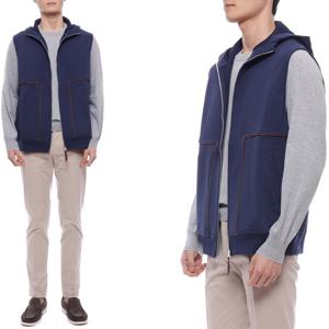 [브루넬로쿠치넬리] 25SS 남성 코튼 후드 집업 베스트 (MW8639088G C2443 25S)