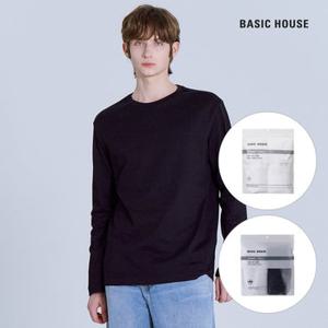 [베이직하우스](2PACK) 순면 20수 고밀도 릴렉스핏 라운드 긴팔티셔츠 2팩 LATS0120