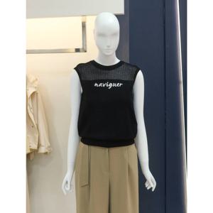 [나이스클랍][나이스클랍]레터링 민소매 니트 탑(N242PWK429)BK_