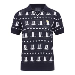 [파리게이츠] 여성 바니 하트패턴 오픈 반팔 니트 521E2SR406_NA