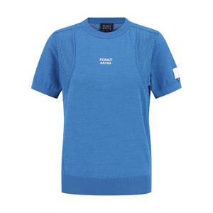 [파리게이츠] 여성 메쉬 블록 로고 반팔 니트 521E2SR504_BL