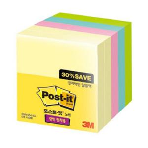 3M 접착메모지 노트(SSN 654-5A 알뜰팩 76X76mm) 접착식메모지 점착메모지 강한점착용메모지 강력점착메모