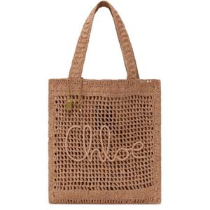 끌로에 토트백 베이지 썸머 바나나 라피아 토트백 251338F049011