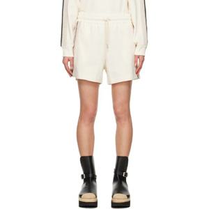 몽클레어 반바지 오프 화이트 스트라이프 트리밍 쇼츠 251111F088021