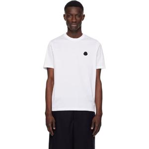 몽클레어 티셔츠 화이트 버티컬 백 로고 코튼 티셔츠 251111M213102